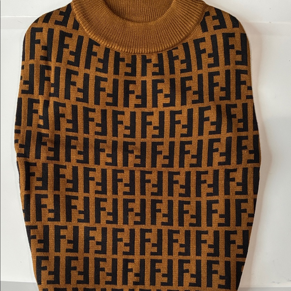 Designer Tan and Black Dog Double F Sweater